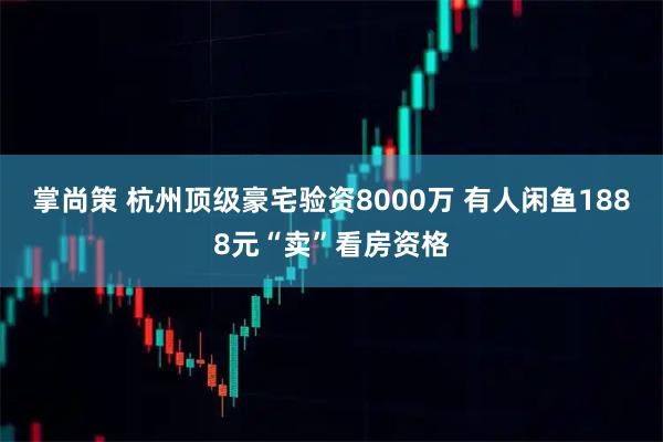 掌尚策 杭州顶级豪宅验资8000万 有人闲鱼1888元“卖”看房资格
